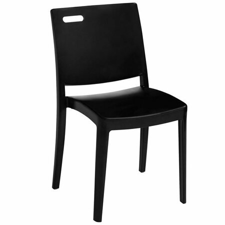 GROSFILLEX US356017 Metro Black Indoor / Outdoor Stacking Resin Chair - Pack of 4, 4PK 383US356017PK